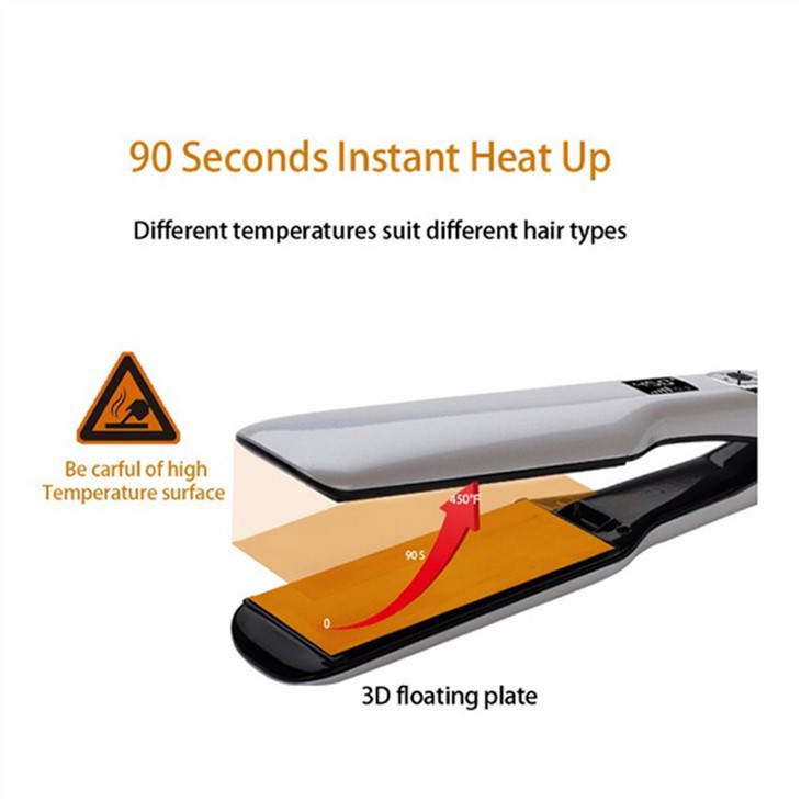 Wide Plate LCD Thermostat Hair Straightener